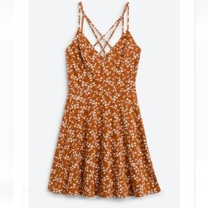 NWOT The General Good Strappy Brushed Knit Dress Rust Orange and White S…